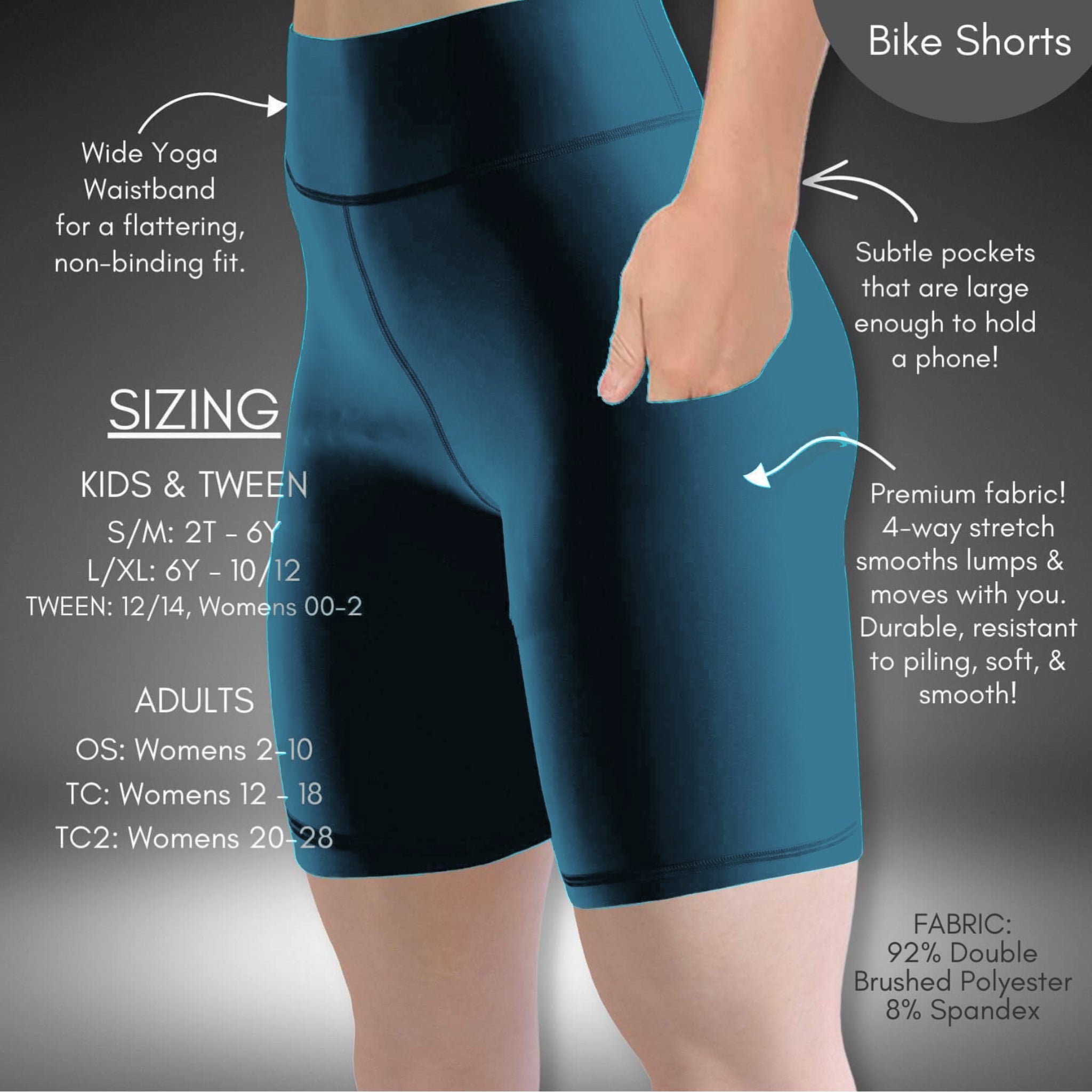 Solid Teal Biker Shorts Preorder B84