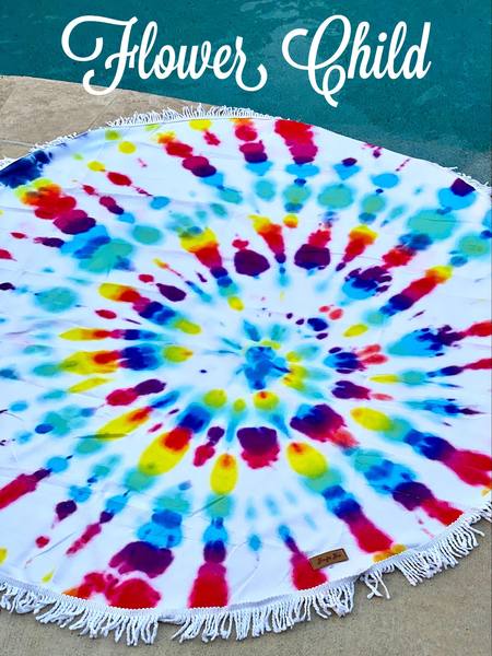 Tie Dye Round Microfiber Beach Blanket