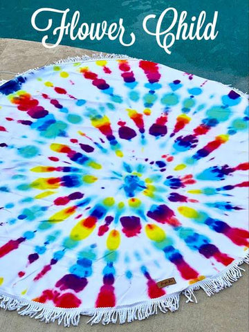 Tie Dye Round Microfiber Beach Blanket