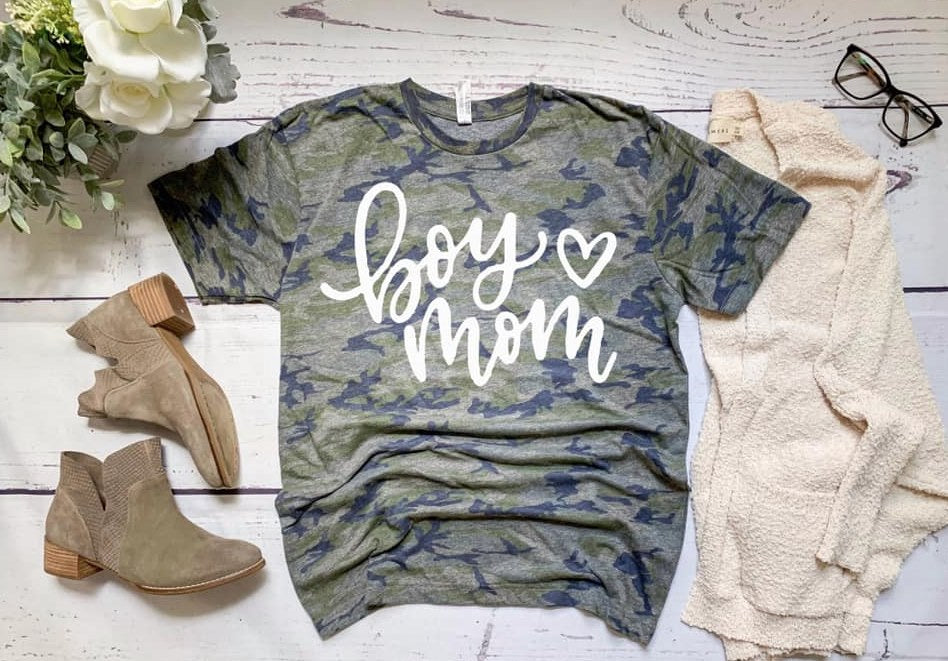 Boy Mom Camo Graphic Tee