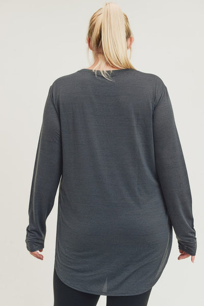 Charcoal Ribbed Long Sleeve Top