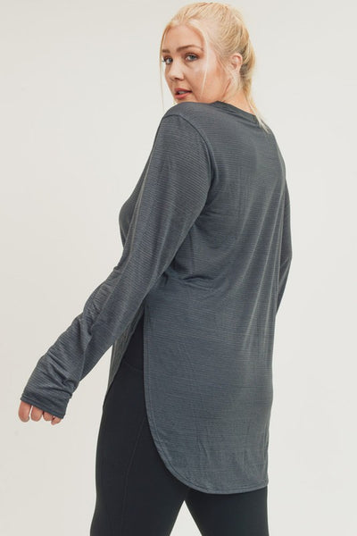 Charcoal Ribbed Long Sleeve Top