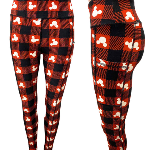 Plaid Mouse (FULL PRINT) Pocket Leggings - Preorder