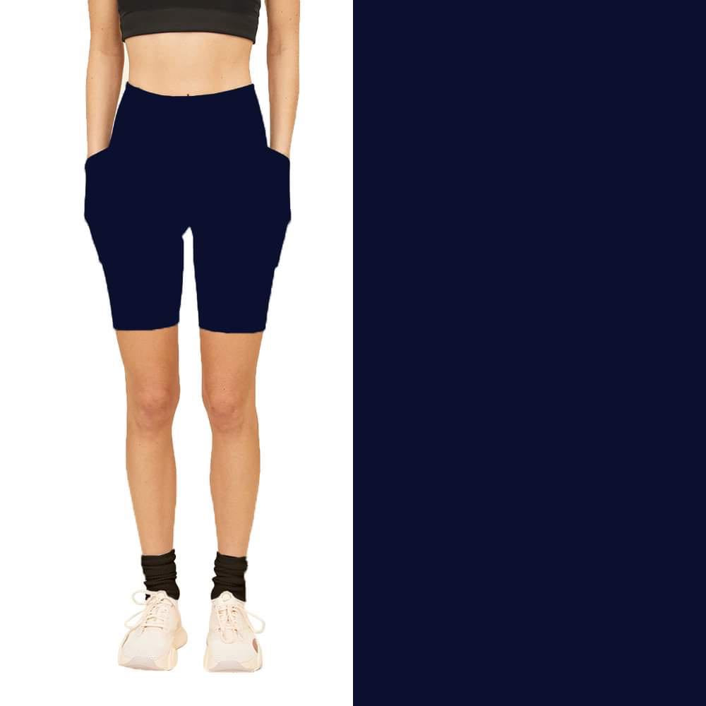 Solid Navy Pocket Biker Shorts - PREORDER