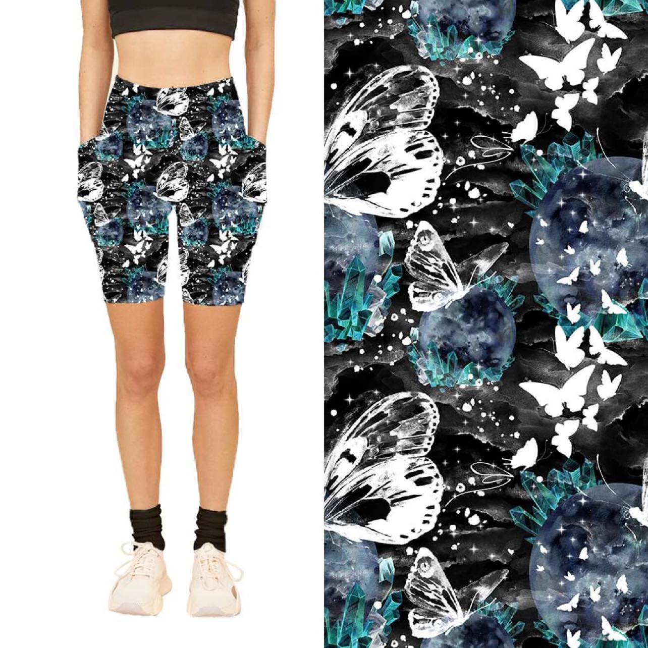 Crystal Butterfly Pocket Biker Shorts - PREORDER