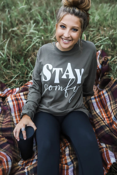 Military Green Stay Comfy Long Sleeve (ships in 1-2 weeks)
