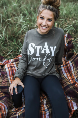 Military Green Stay Comfy Long Sleeve (ships in 1-2 weeks)