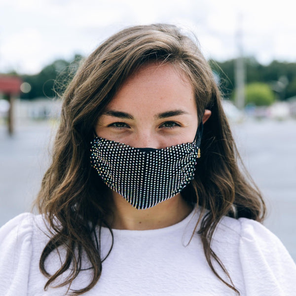 Mesh Rhinestone Face Mask Cover