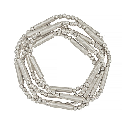 Silver Beaded Nugget Bracelet