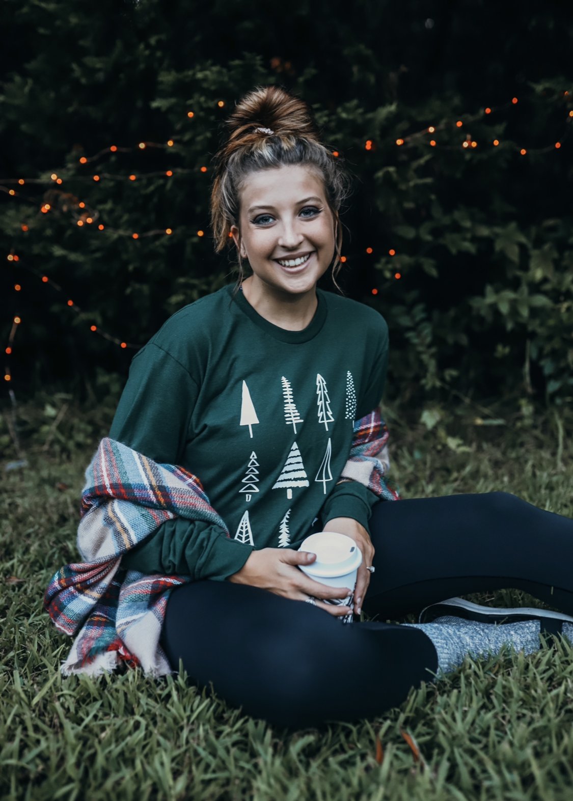 Tree Obsessed Hunter Green Long Sleeve Graphic Tee (Ships in 1-2 weeks as they are made when ordered)