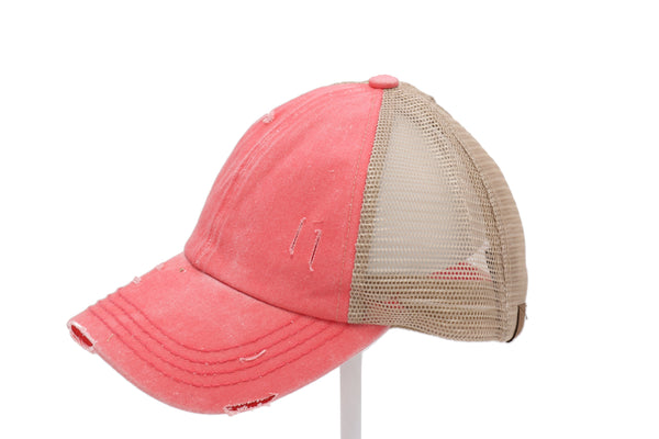 Distressed Denim Criss-Cross Hat
