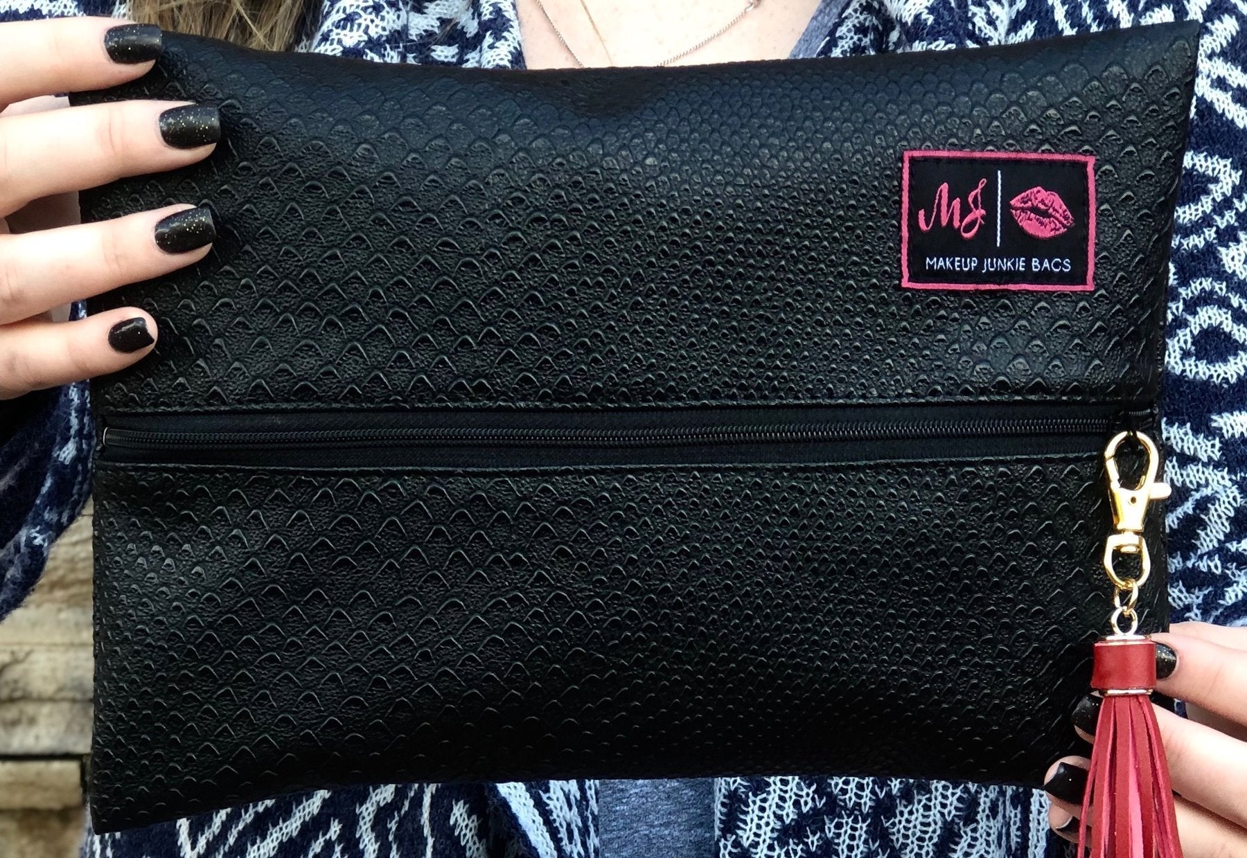 Makeup Junkie Bag -  Black Cobra (Large)