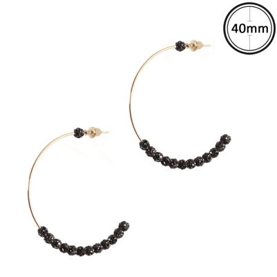 Gold Hoop with Black Pave Beaded Earring