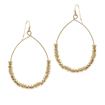 Gold Teardrop with Gold beads Earrings