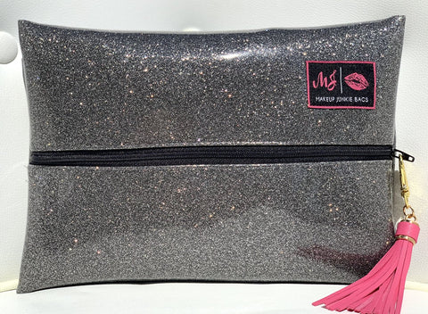 Makeup Junkie Bag - Glitter Slate (Medium)