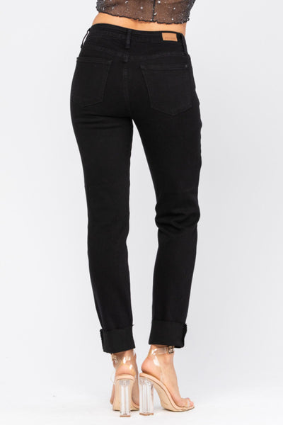 Judy Blue Mid-Rise Black Destroyed Slim Fit Denim