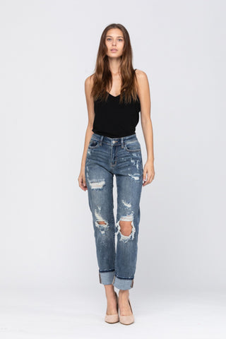 Judy Blue Bleach Splash Boyfriend Jeans