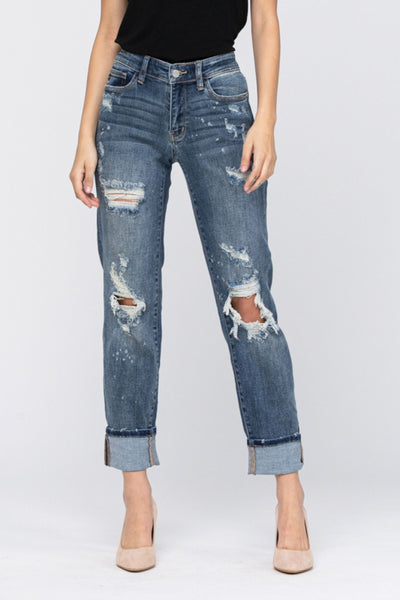 Judy Blue Bleach Splash Boyfriend Jeans