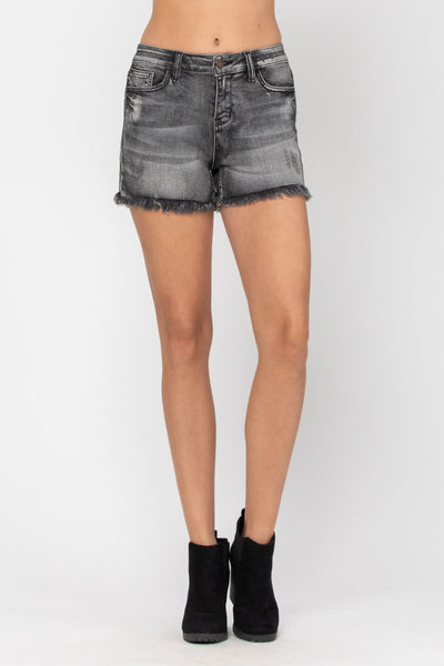 Judy Blue Charcoal Fray Hem Cut-Off Shorts