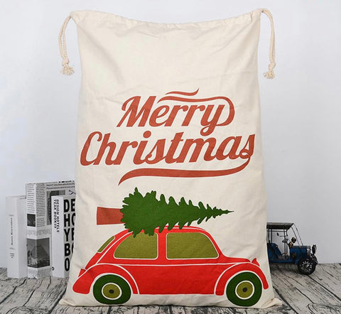 Merry Christmas Red VW Bug Santa Sack