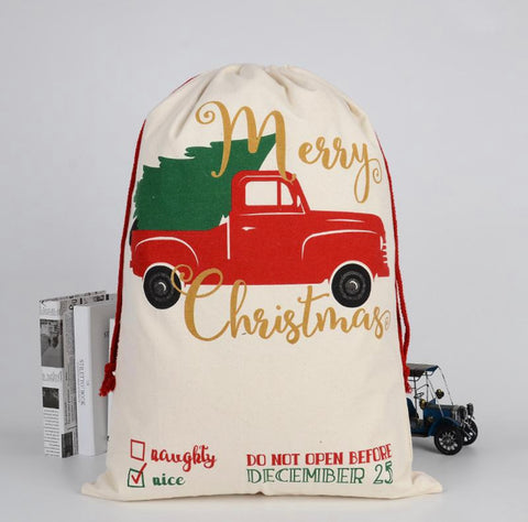 Merry Christmas Red Truck Santa Sack