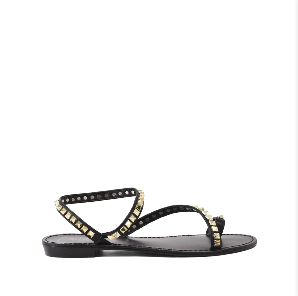 Studded Black and Gold Wrap Around Sandal