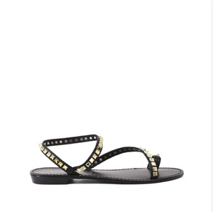 Studded Black and Gold Wrap Around Sandal