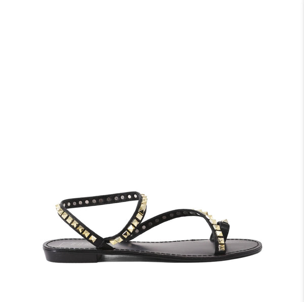 Studded Black and Gold Wrap Around Sandal