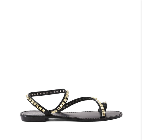 Studded Black and Gold Wrap Around Sandal