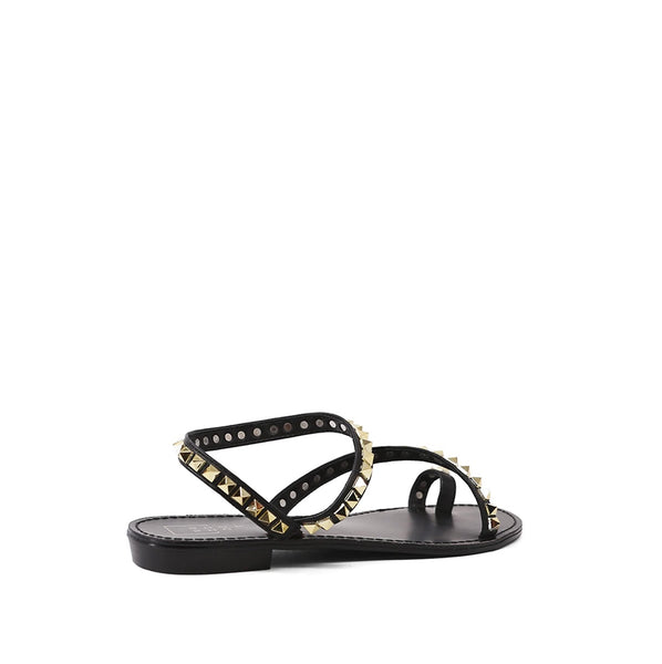 Studded Black and Gold Wrap Around Sandal