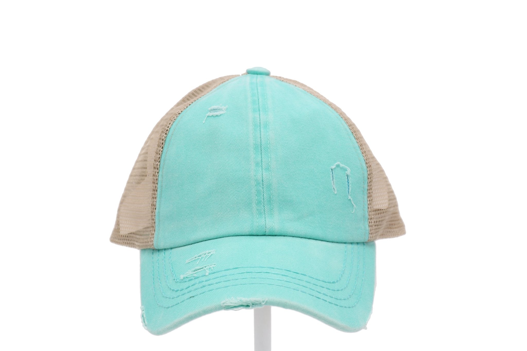 Distressed Denim Criss-Cross Hat