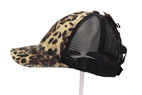 Distressed Denim Criss-Cross Hat