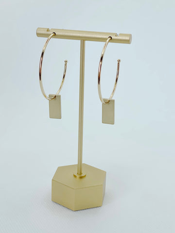 Gold Hoop with Rectangle Drop Earring