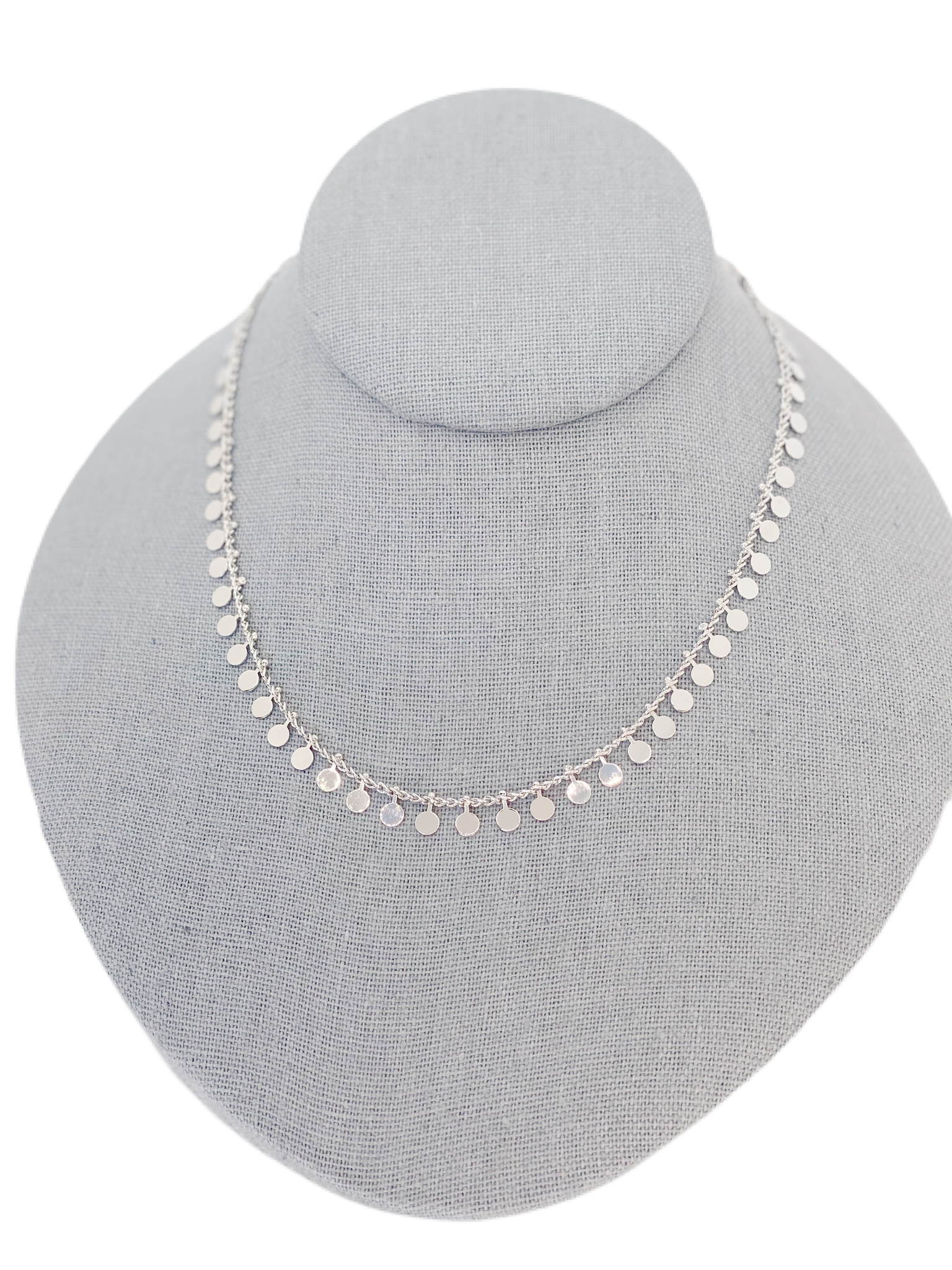 Silver Dangling Circle Choker Necklace