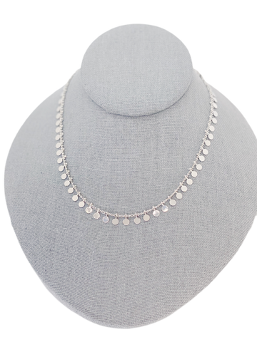 Silver Dangling Circle Choker Necklace