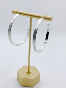 Flat Silver Hoops