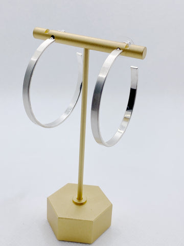 Flat Silver Hoops