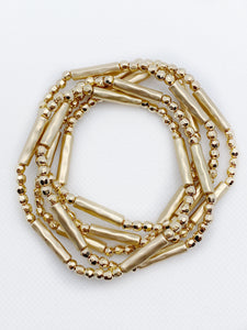 Gold Bar and Nugget Stretch Bracelet (Stack of 5)