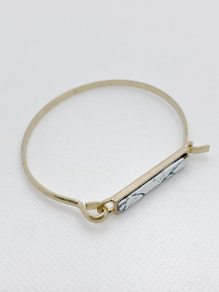 Gold Marbled Stone Hinged Bracelet