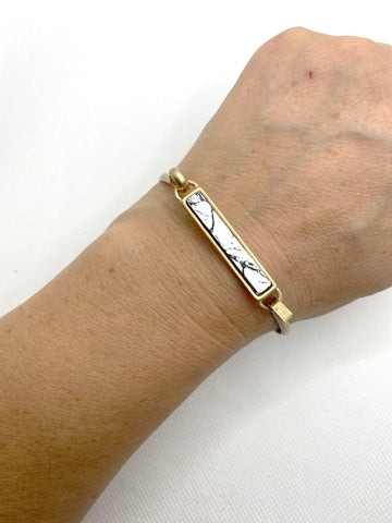 Gold Marbled Stone Hinged Bracelet