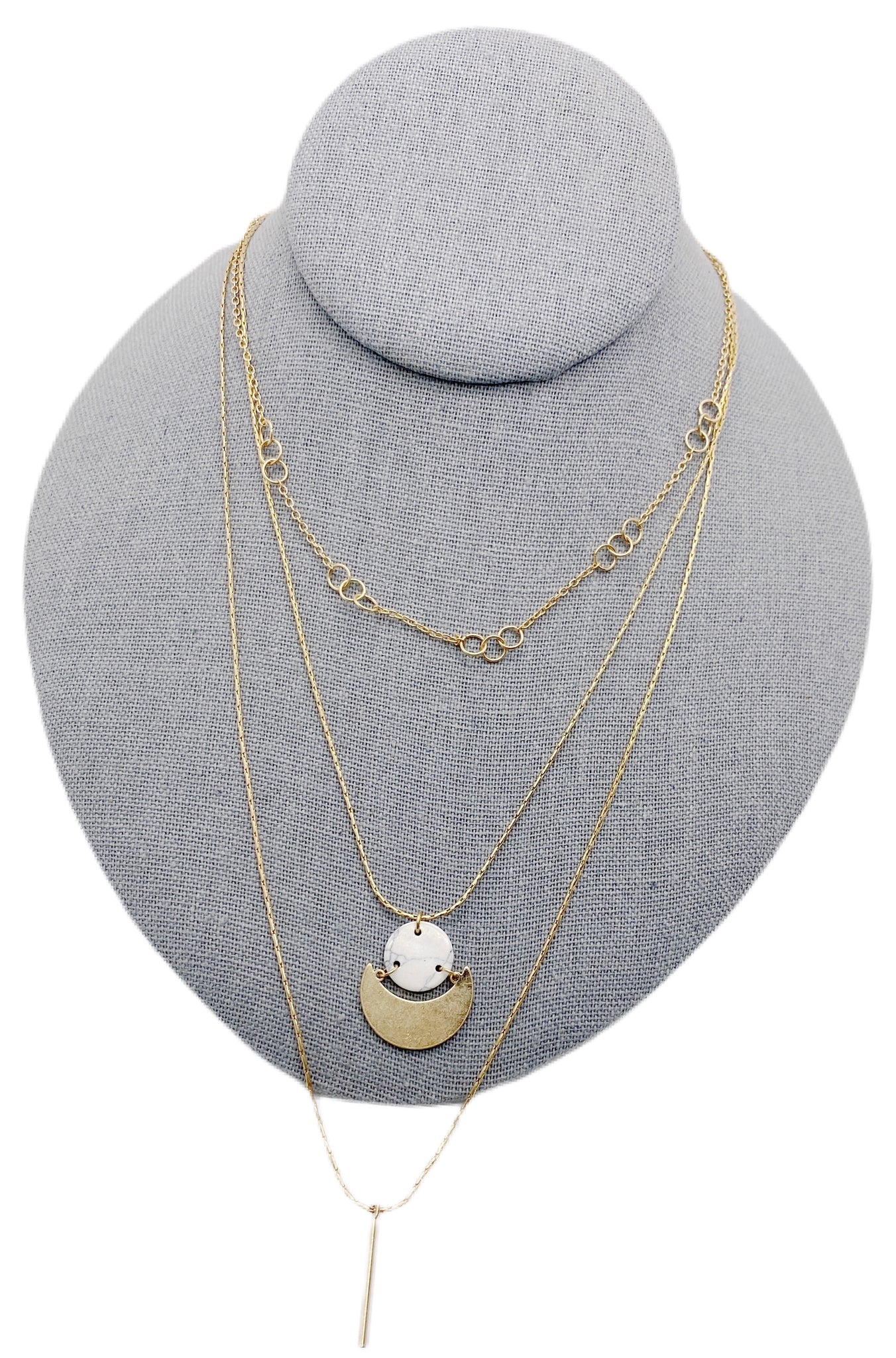 Gold Triple Layered Moon Necklace