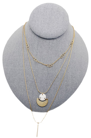 Gold Triple Layered Moon Necklace