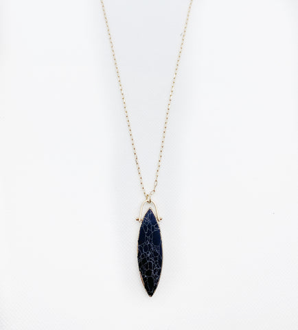 Floating Black Stone Pendant Necklace