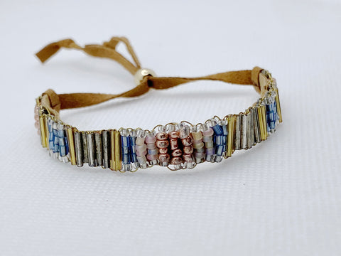 Multi Colored Beaded Pull Tie Bracelet