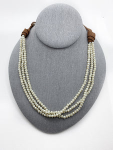 3 Strand Crystal Leather Necklace or Bracelet (White)