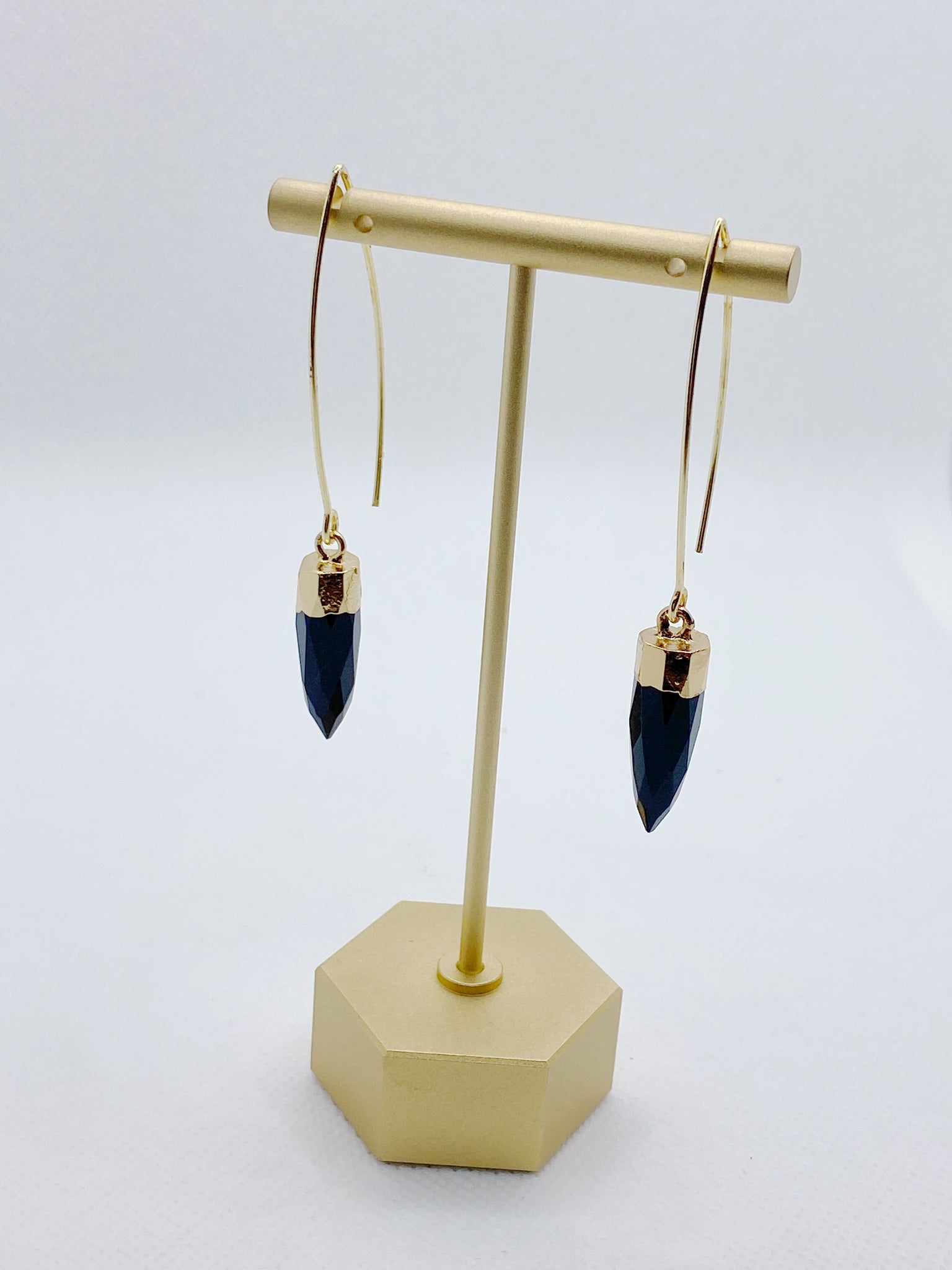 Tear Drop Black Stone Earrings