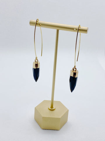 Tear Drop Black Stone Earrings