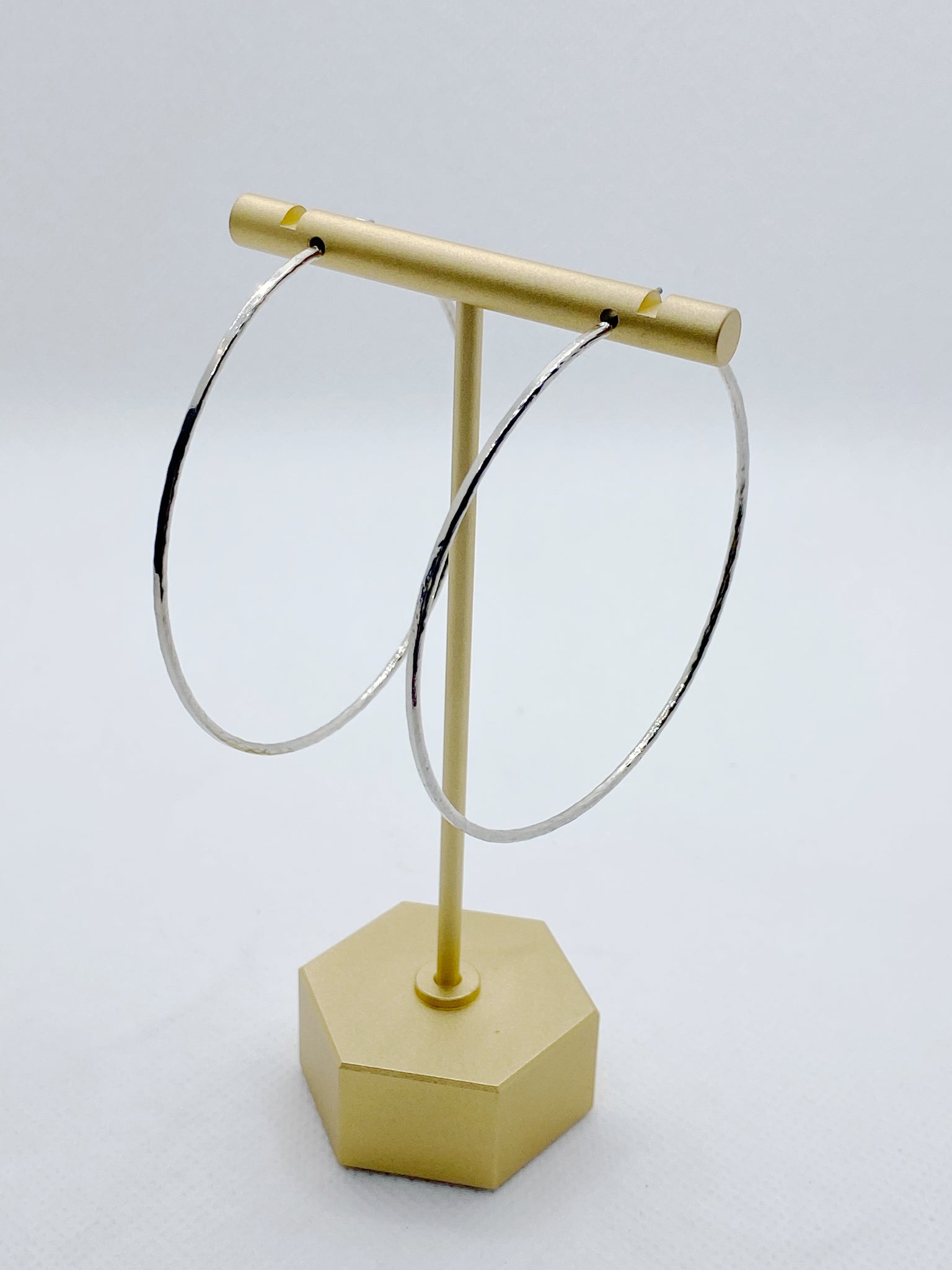 Large Textured Silver Hoops