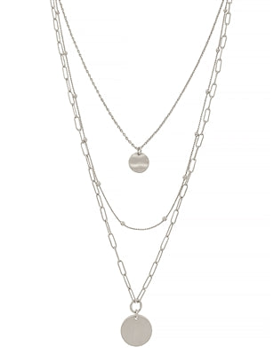 Silver Coin Layered Necklace