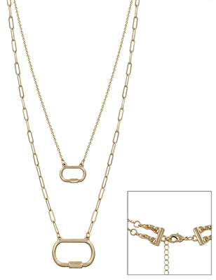 Gold Two Layered Lock Necklace